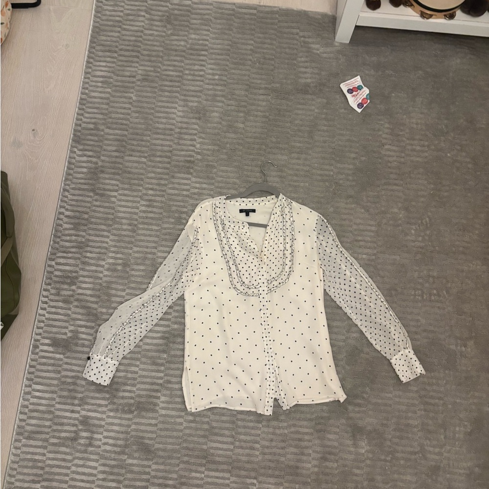 St. John Ivory Blouse with Black Dots